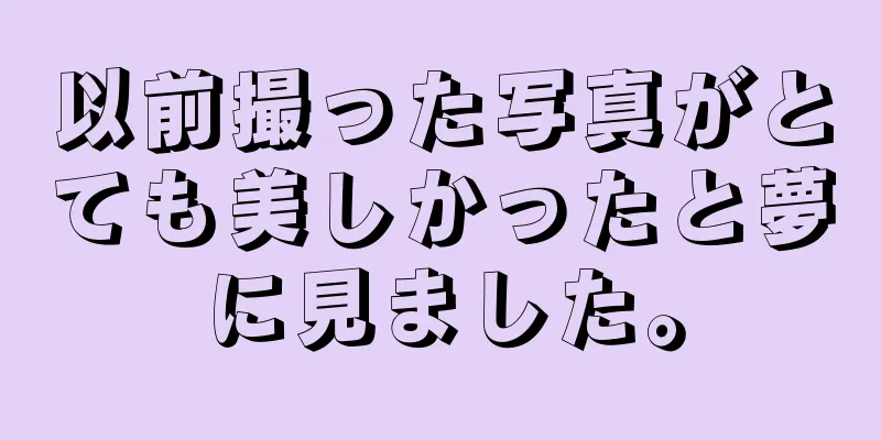 以前撮った写真がとても美しかったと夢に見ました。