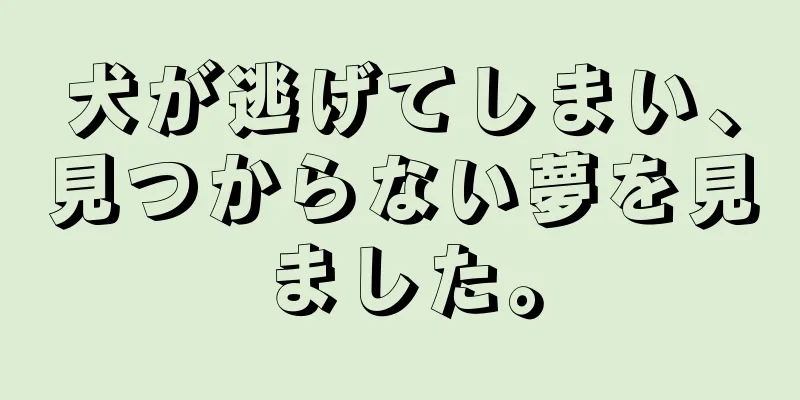 犬が逃げてしまい、見つからない夢を見ました。