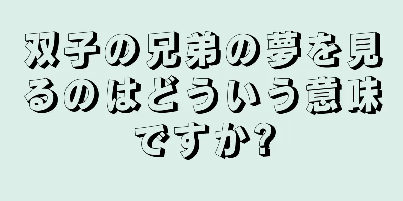双子の兄弟の夢を見るのはどういう意味ですか?