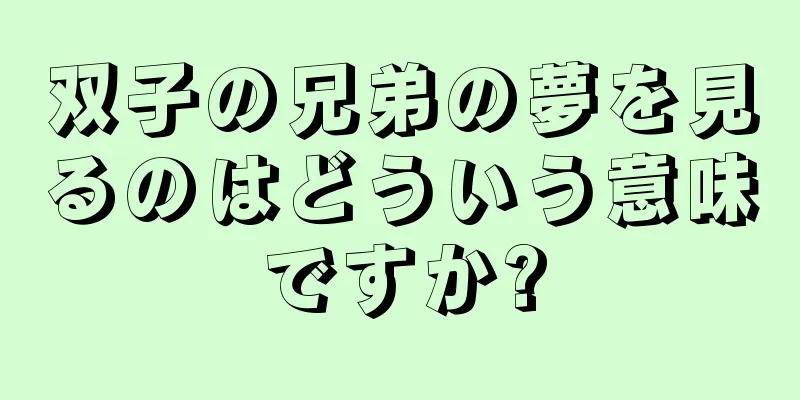 双子の兄弟の夢を見るのはどういう意味ですか?