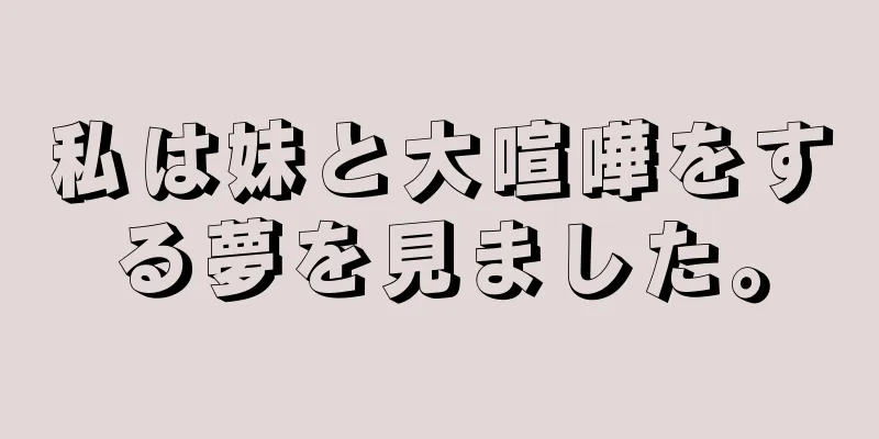 私は妹と大喧嘩をする夢を見ました。