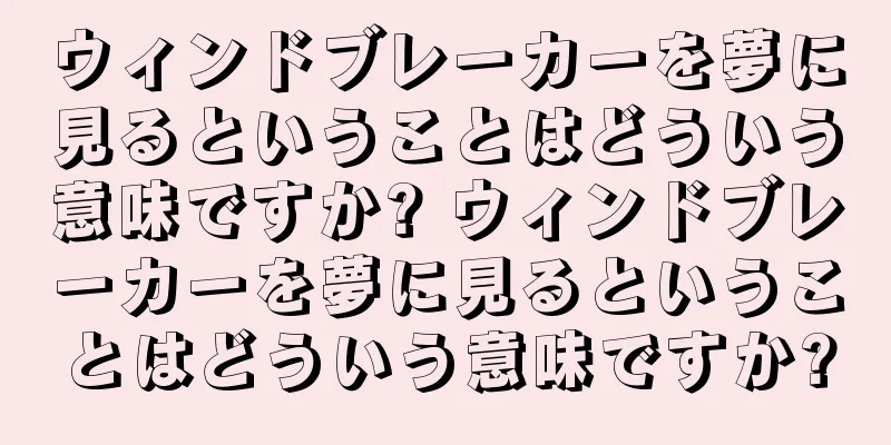 ウィンドブレーカーを夢に見るということはどういう意味ですか? ウィンドブレーカーを夢に見るということはどういう意味ですか?
