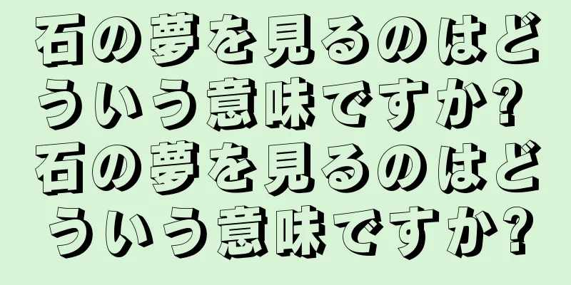 石の夢を見るのはどういう意味ですか? 石の夢を見るのはどういう意味ですか?
