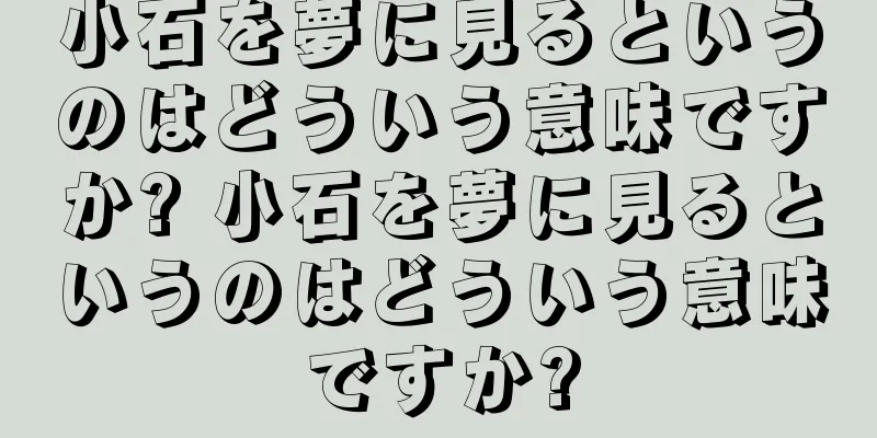小石を夢に見るというのはどういう意味ですか? 小石を夢に見るというのはどういう意味ですか?