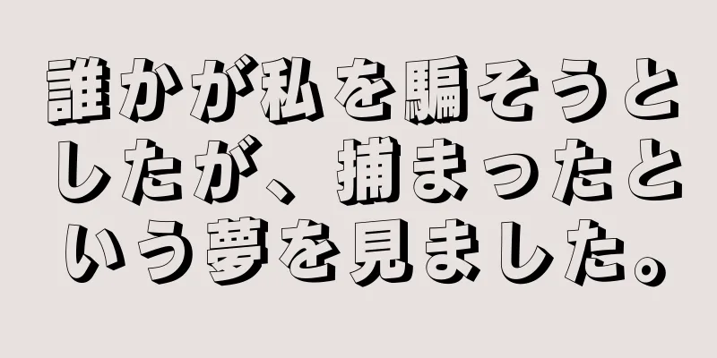 誰かが私を騙そうとしたが、捕まったという夢を見ました。