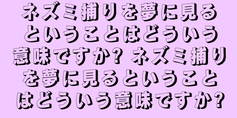 ネズミ捕りを夢に見るということはどういう意味ですか? ネズミ捕りを夢に見るということはどういう意味ですか?