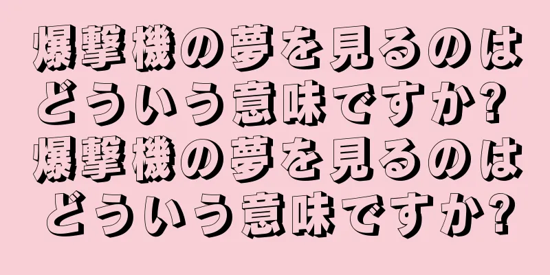 爆撃機の夢を見るのはどういう意味ですか? 爆撃機の夢を見るのはどういう意味ですか?