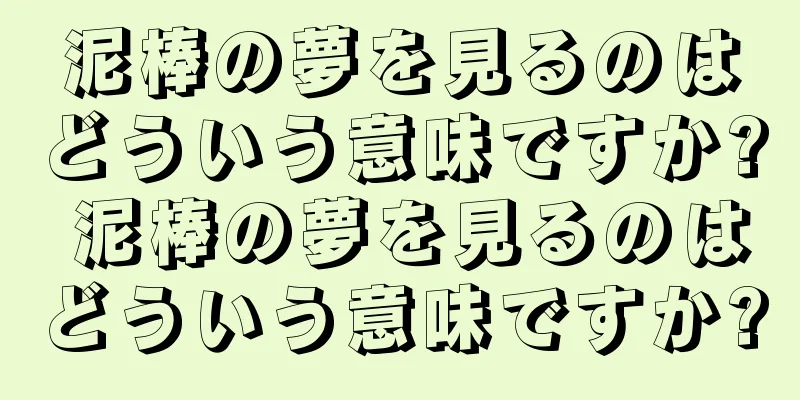 泥棒の夢を見るのはどういう意味ですか? 泥棒の夢を見るのはどういう意味ですか?