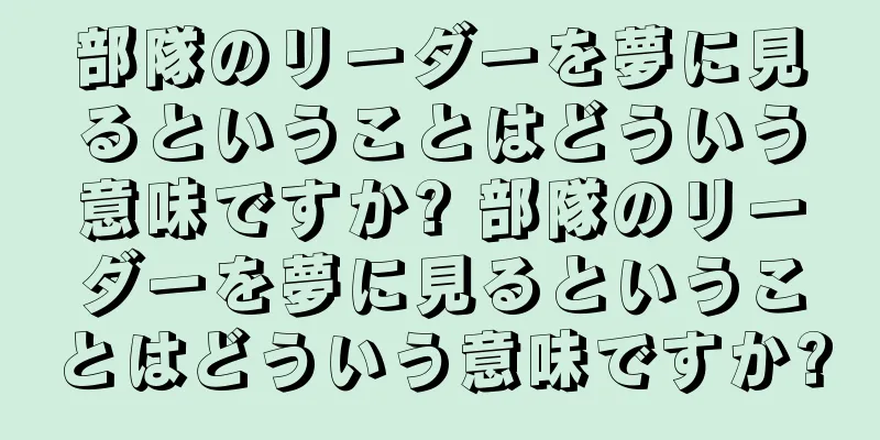 部隊のリーダーを夢に見るということはどういう意味ですか? 部隊のリーダーを夢に見るということはどういう意味ですか?