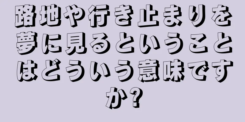 路地や行き止まりを夢に見るということはどういう意味ですか?