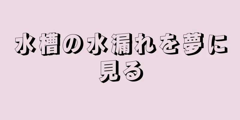 水槽の水漏れを夢に見る
