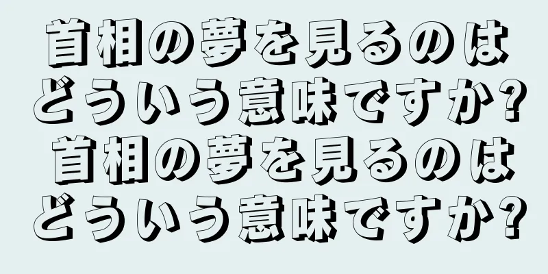 首相の夢を見るのはどういう意味ですか? 首相の夢を見るのはどういう意味ですか?