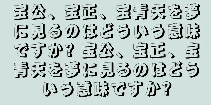 宝公、宝正、宝青天を夢に見るのはどういう意味ですか? 宝公、宝正、宝青天を夢に見るのはどういう意味ですか?