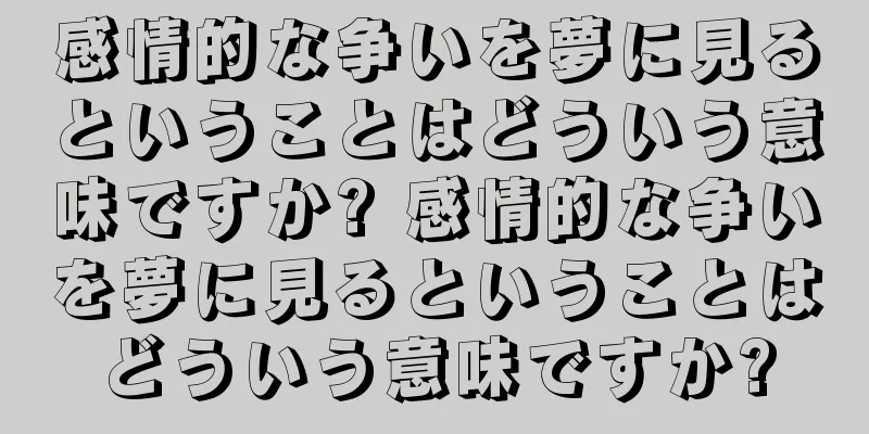 感情的な争いを夢に見るということはどういう意味ですか? 感情的な争いを夢に見るということはどういう意味ですか?