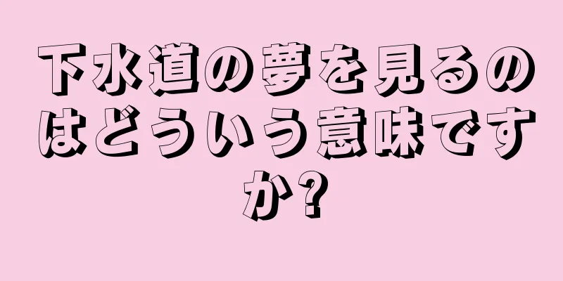 下水道の夢を見るのはどういう意味ですか?