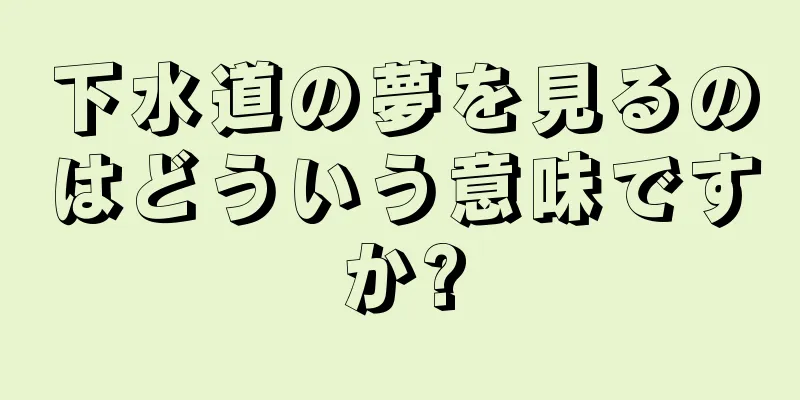 下水道の夢を見るのはどういう意味ですか?