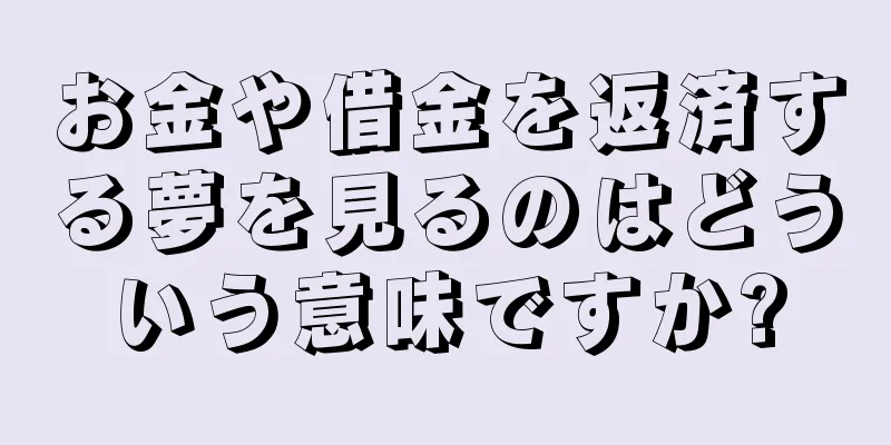 お金や借金を返済する夢を見るのはどういう意味ですか?