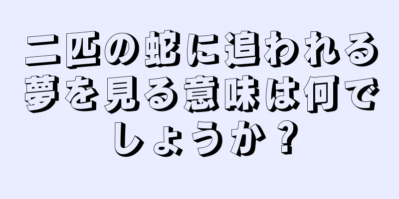 二匹の蛇に追われる夢を見る意味は何でしょうか？