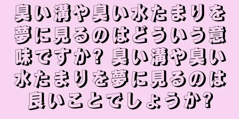 臭い溝や臭い水たまりを夢に見るのはどういう意味ですか? 臭い溝や臭い水たまりを夢に見るのは良いことでしょうか?