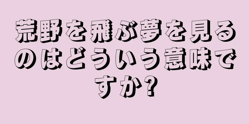 荒野を飛ぶ夢を見るのはどういう意味ですか?