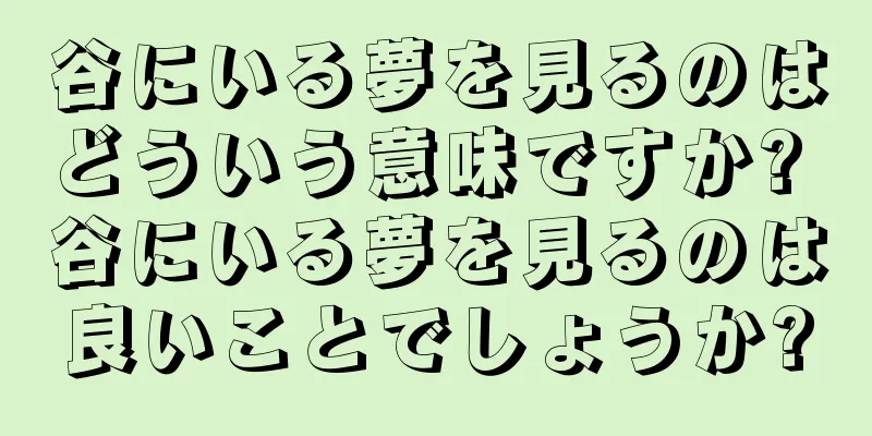 谷にいる夢を見るのはどういう意味ですか? 谷にいる夢を見るのは良いことでしょうか?