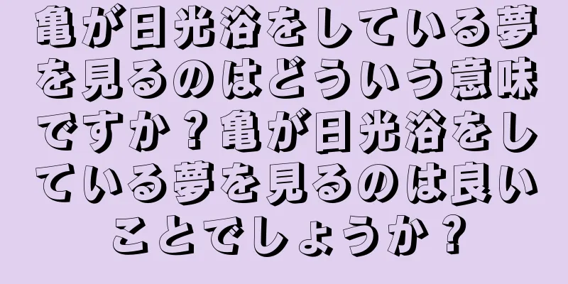 亀が日光浴をしている夢を見るのはどういう意味ですか？亀が日光浴をしている夢を見るのは良いことでしょうか？