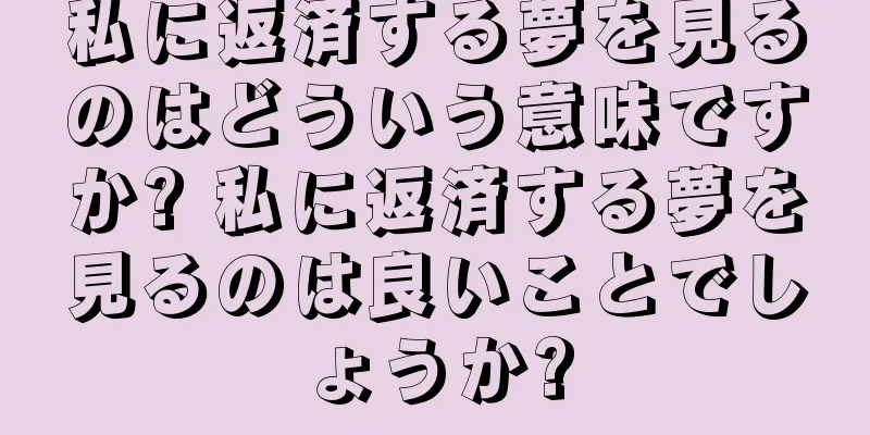 私に返済する夢を見るのはどういう意味ですか? 私に返済する夢を見るのは良いことでしょうか?