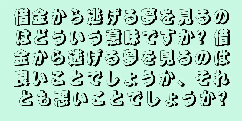 借金から逃げる夢を見るのはどういう意味ですか? 借金から逃げる夢を見るのは良いことでしょうか、それとも悪いことでしょうか?