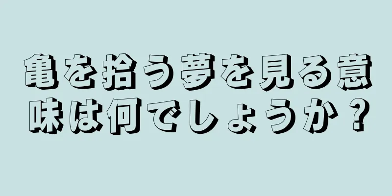 亀を拾う夢を見る意味は何でしょうか？