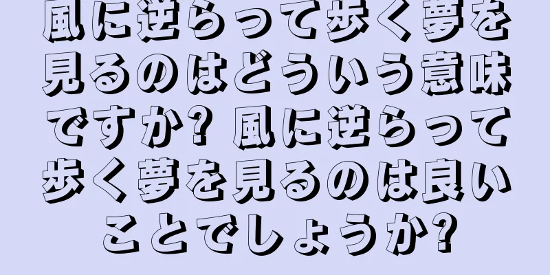 風に逆らって歩く夢を見るのはどういう意味ですか? 風に逆らって歩く夢を見るのは良いことでしょうか?