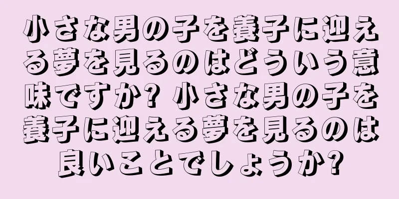 小さな男の子を養子に迎える夢を見るのはどういう意味ですか? 小さな男の子を養子に迎える夢を見るのは良いことでしょうか?
