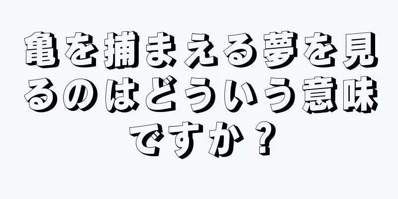 亀を捕まえる夢を見るのはどういう意味ですか？