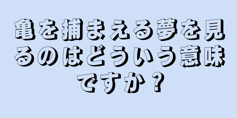 亀を捕まえる夢を見るのはどういう意味ですか？