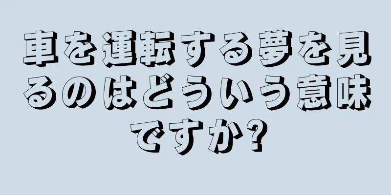 車を運転する夢を見るのはどういう意味ですか?