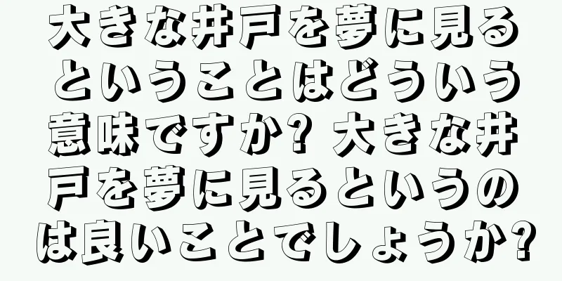 大きな井戸を夢に見るということはどういう意味ですか? 大きな井戸を夢に見るというのは良いことでしょうか?