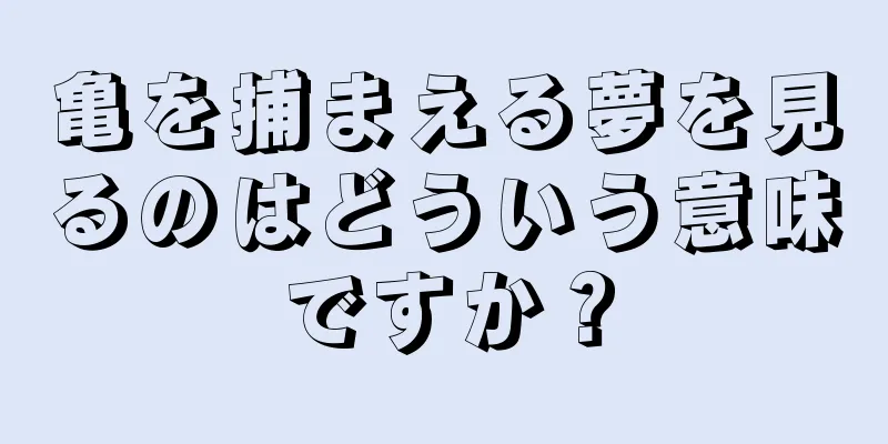 亀を捕まえる夢を見るのはどういう意味ですか？
