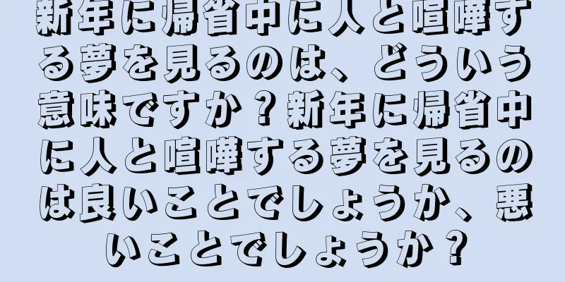 新年に帰省中に人と喧嘩する夢を見るのは、どういう意味ですか？新年に帰省中に人と喧嘩する夢を見るのは良いことでしょうか、悪いことでしょうか？