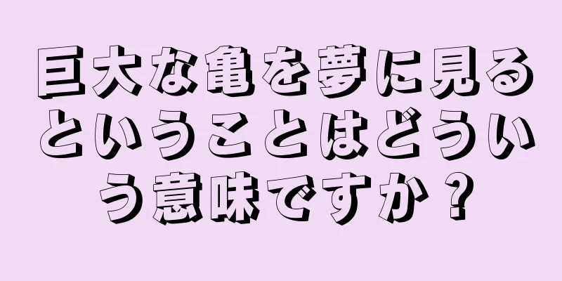 巨大な亀を夢に見るということはどういう意味ですか？
