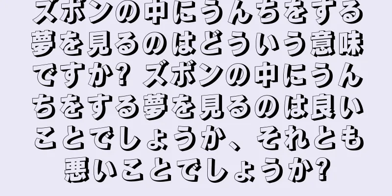 ズボンの中にうんちをする夢を見るのはどういう意味ですか? ズボンの中にうんちをする夢を見るのは良いことでしょうか、それとも悪いことでしょうか?