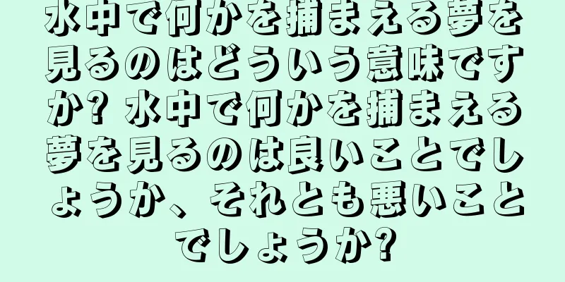 水中で何かを捕まえる夢を見るのはどういう意味ですか? 水中で何かを捕まえる夢を見るのは良いことでしょうか、それとも悪いことでしょうか?