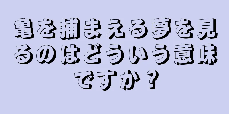 亀を捕まえる夢を見るのはどういう意味ですか？