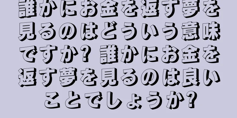 誰かにお金を返す夢を見るのはどういう意味ですか? 誰かにお金を返す夢を見るのは良いことでしょうか?