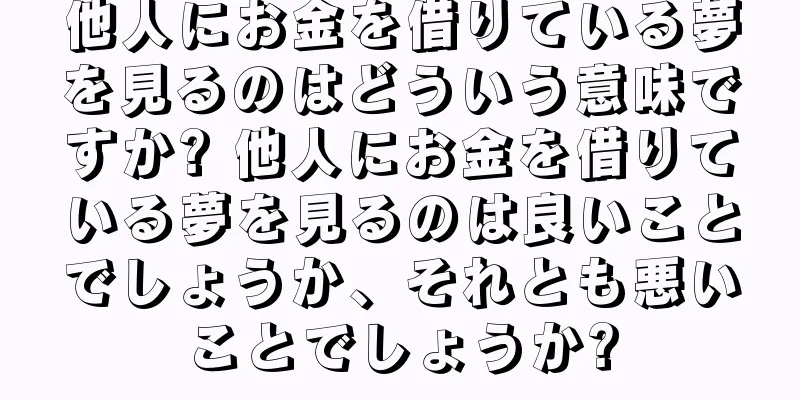 他人にお金を借りている夢を見るのはどういう意味ですか? 他人にお金を借りている夢を見るのは良いことでしょうか、それとも悪いことでしょうか?