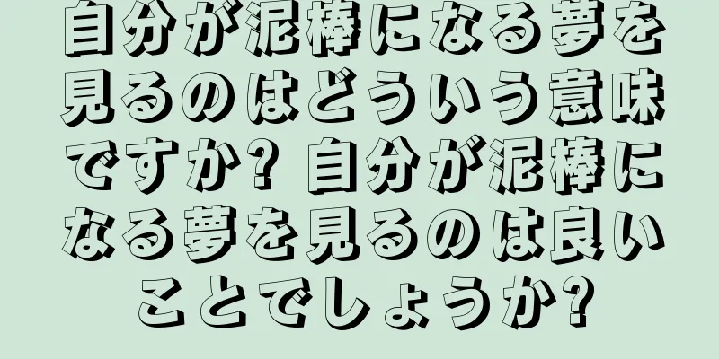 自分が泥棒になる夢を見るのはどういう意味ですか? 自分が泥棒になる夢を見るのは良いことでしょうか?