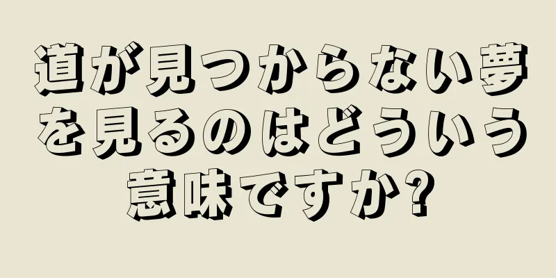 道が見つからない夢を見るのはどういう意味ですか?