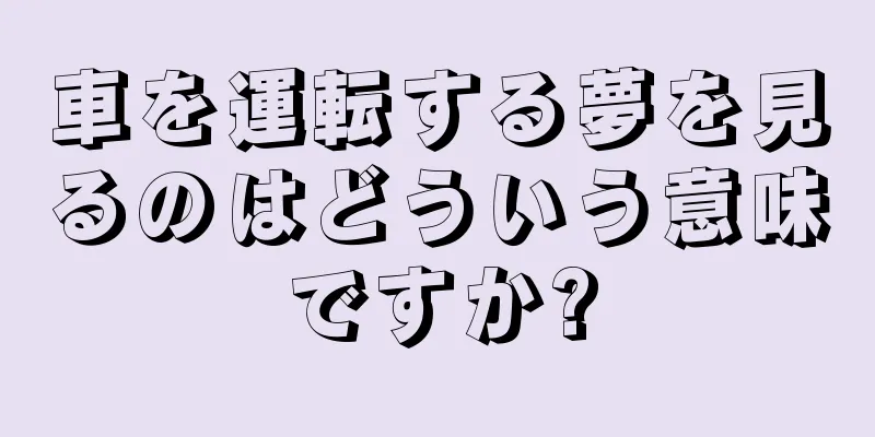 車を運転する夢を見るのはどういう意味ですか?