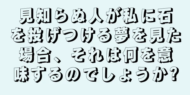見知らぬ人が私に石を投げつける夢を見た場合、それは何を意味するのでしょうか?