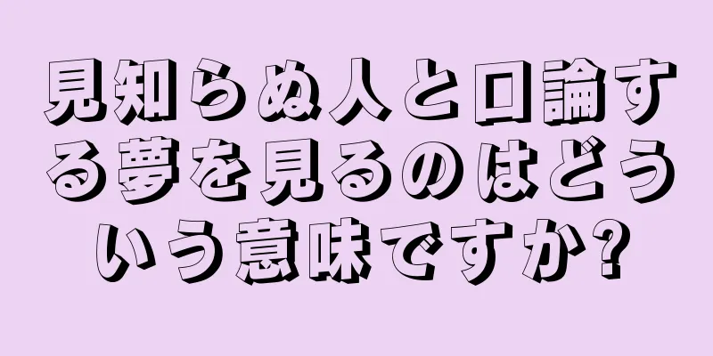 見知らぬ人と口論する夢を見るのはどういう意味ですか?