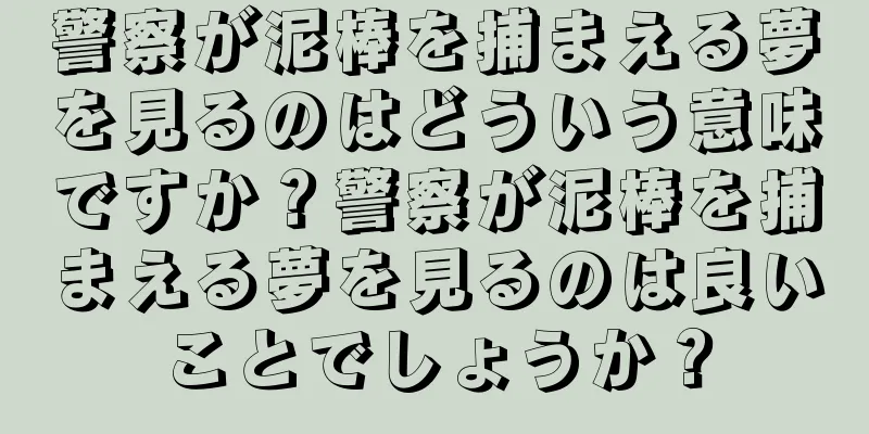 警察が泥棒を捕まえる夢を見るのはどういう意味ですか？警察が泥棒を捕まえる夢を見るのは良いことでしょうか？