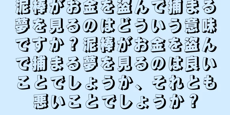 泥棒がお金を盗んで捕まる夢を見るのはどういう意味ですか？泥棒がお金を盗んで捕まる夢を見るのは良いことでしょうか、それとも悪いことでしょうか？